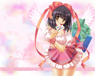 Pink girl gift wings angel - a pink bow free wallpaper