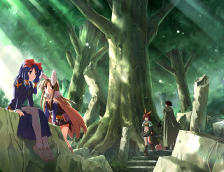 Forest fantasy girls bamboo sunlight - a rock free wallpaper