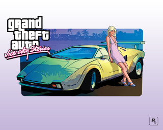 Woman blonde dress yellow car - roof free wallpaper