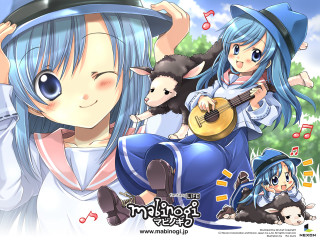Blue hair guitar sheep anime - another character free wallpaper