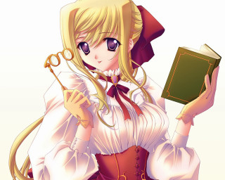 Woman white dress book scissors - a white dress holding free wallpaper