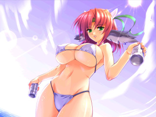 Woman bikini soda fish beach - concept art free wallpaper