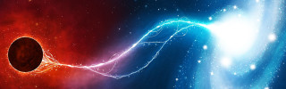 Black hole sky blue red - a white line free wallpaper