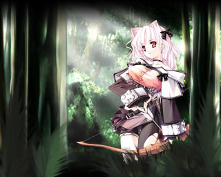 Woman forest archer bow sunlight - inspired free wallpaper
