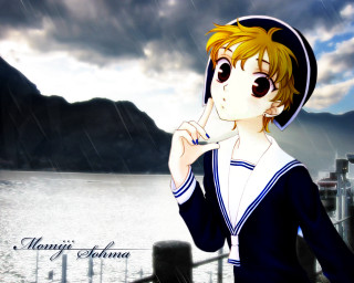 Anime rainy waterfront boat mountain - the rain free wallpaper