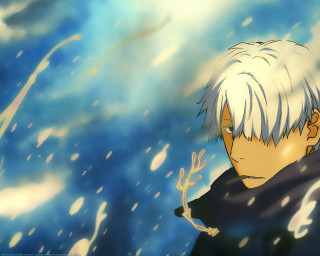 White hair man snow anime - his hands in his pockets free wallpaper