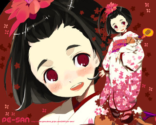 Woman flower doll red background - toyism free wallpaper