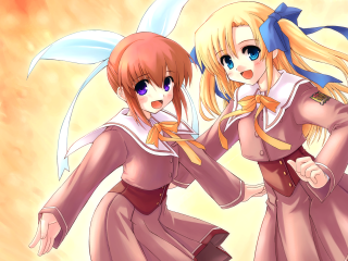 Anime girls ponyTails schooluniform blonde - their hipss free wallpaper