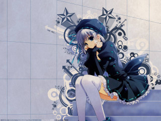 Anime girl sitting ledger hat - a ledge free wallpaper