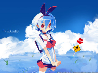 Anime girl blue hair water - blue sky free wallpaper