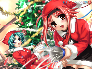 Christmas girls red coat white - near free wallpaper