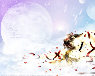 Snowwoman fullmoon animefantasy blondecherry leaves - anime art free wallpaper