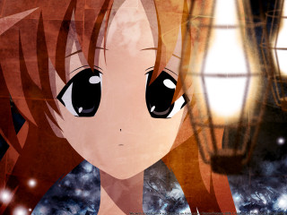Red haired girl anime window - visual art free wallpaper