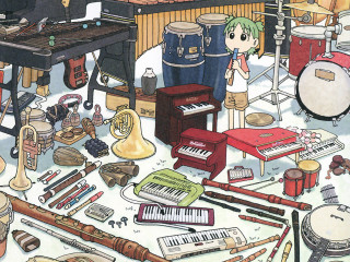 Girl piano music instruments assemblage - assemblage free wallpaper