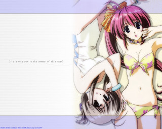 Pink haired anime girls umbrella - net art free wallpaper