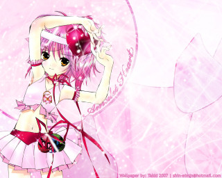 Pink girl holding heart anime - a pink heart free wallpaper