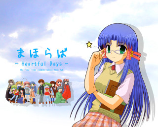 Blue haired girl glasses star - her head free wallpaper