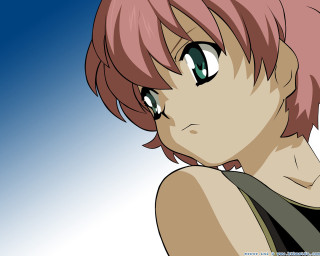 Anime girl pink hair green 2 - pink hair free wallpaper