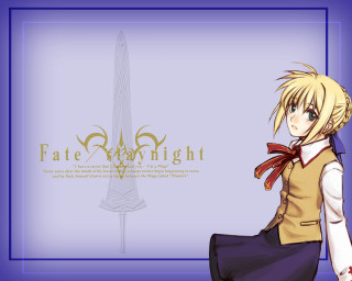 Anime blonde haired blue background - ufotable free wallpaper