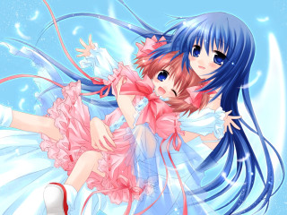 Blue haired girl pink dress 2 - a pink dress free wallpaper