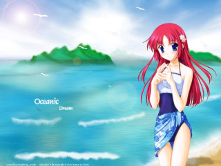 Girl beach ocean blue dress - ocean free wallpaper