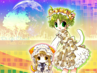 Girl dog fullmoon anime cat - full free wallpaper