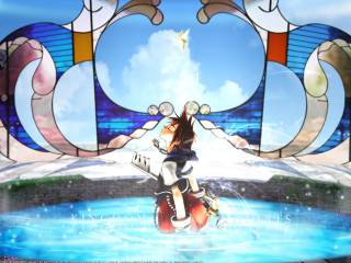 Anime character flying pool stainedglass - a anime character free wallpaper