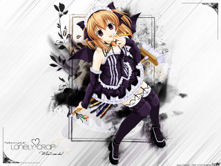 Anime cat ears purple dress - frame free wallpaper