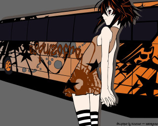 Gothic anime halloween bus graffiti - graffiti free wallpaper
