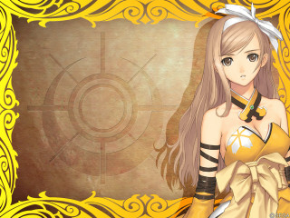 Yellow dress woman clock rayonism - inspired free wallpaper