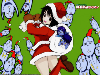 Cartoon santa woman blue cats - a cartoon of a woman free wallpaper
