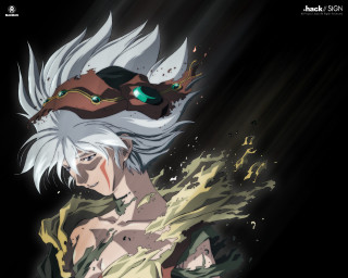 Whitehair greeneye bloodscar tattoo upperbody - a green eye free wallpaper