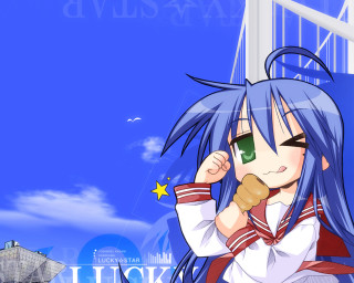 Anime girl blue hair star 2 - a blue sky free wallpaper