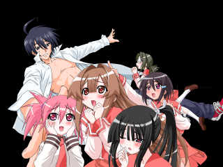 Anime group black background manga - a picture together free wallpaper