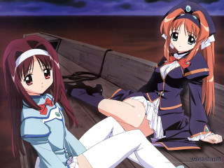 Anime girls dock night sailor - their leg free wallpaper