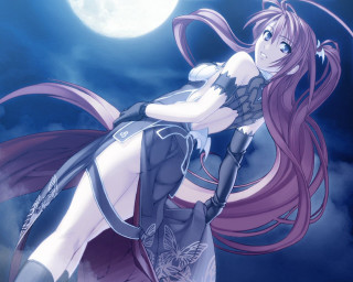 Gothic woman sword fullmoon chinese - full free wallpaper
