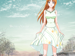 Girl dress field trees sky 2 - the background and a sky background free wallpaper