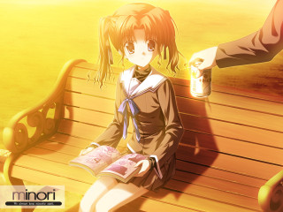 Girl bench book drink man - a can of soda free wallpaper