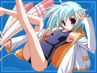 Blue haired anime girl rayonism - a blue border free wallpaper