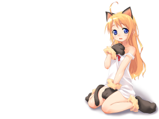 Girl longhair catears blonde blueeyes - a cat ear free wallpaper