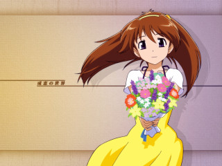 Girl flowers wall anime bouquet - mom free wallpaper