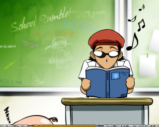 Cartoon boy reading book chalkboard - a pencil free wallpaper