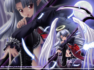 Anime couple sword demon fullmoon - a full moon in the sky free wallpaper