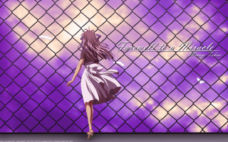 Girl short dress purple fence - a fence free wallpaper