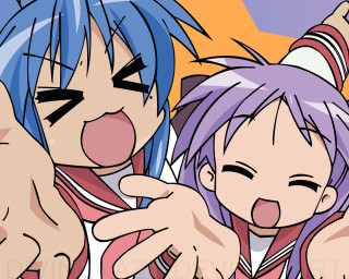 Anime characters pointing faces orange - a background free wallpaper
