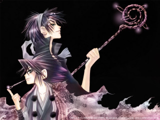 Anime couple fire wand kimono - a couple of anime characters holding free wallpaper