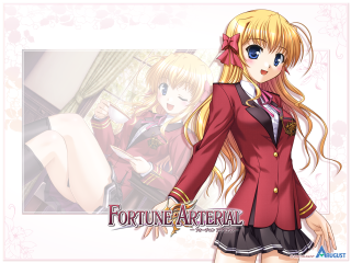 Anime girl red jacket blonde - serial art free wallpaper