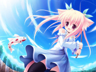 Girl fish anime sky blonde - lostfish free wallpaper