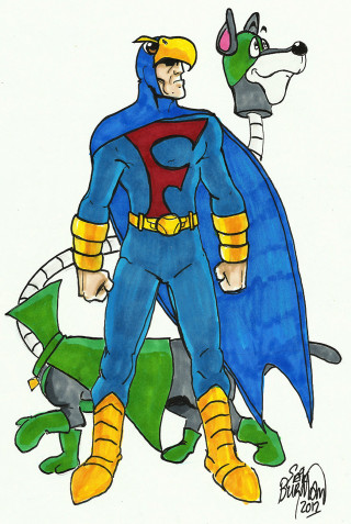 Blue costume dog yellow hat - mask free wallpaper