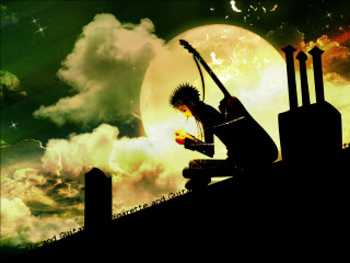 Full moon silhouette sword stars - ben templesmith free wallpaper